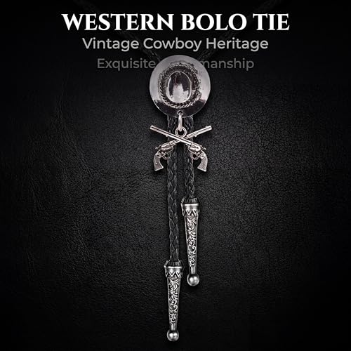 Image of Cowboy Bolo Tie for Men, Vintage Cow Skull Bolo Tie Necklace Native American Necktie for Men Women