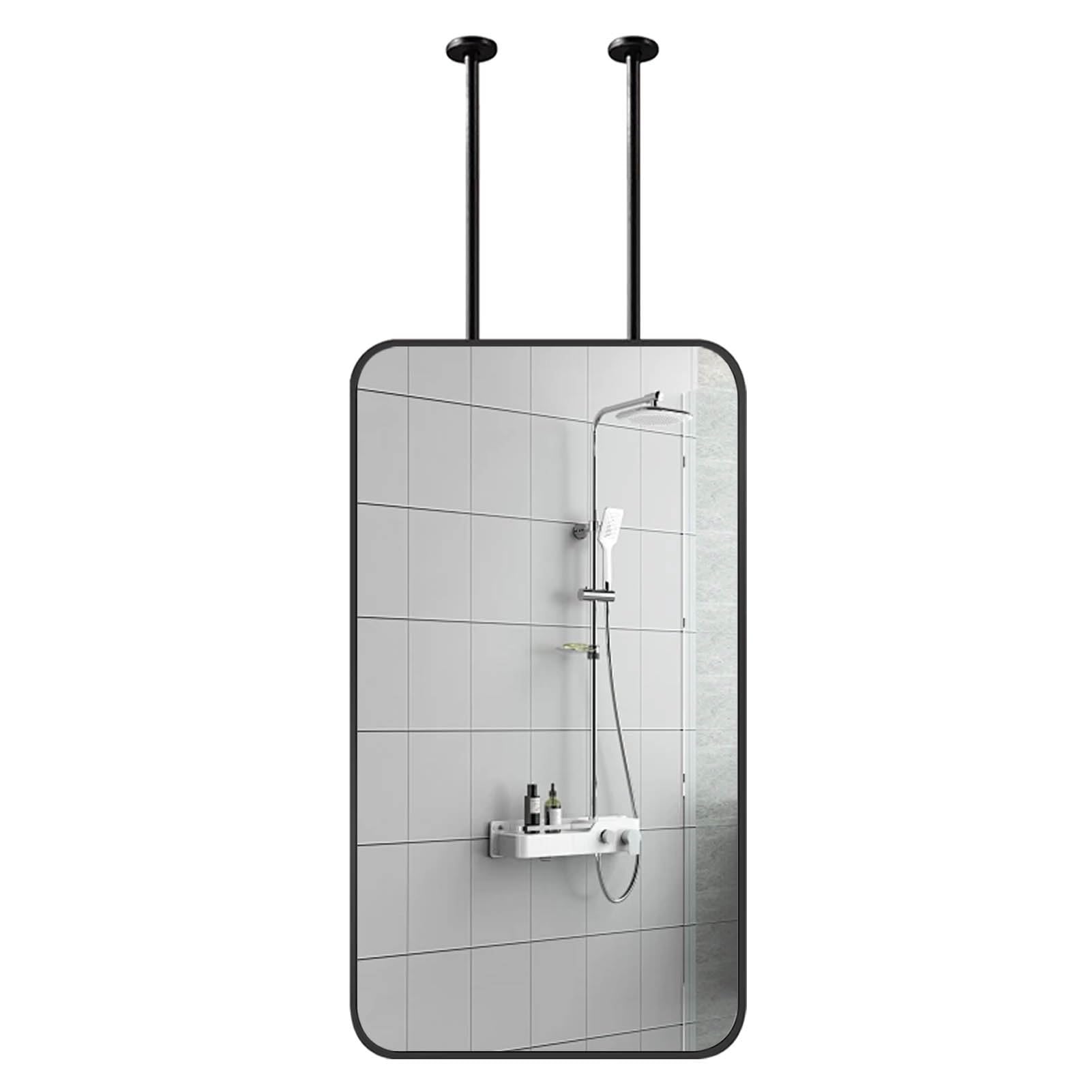 SXFSDOU Nordic Rectangle Bathroom Mirror Ceiling Mounted with Black Metal Frame Boom Bedroom Living Room Cloakroom Mirrors - Customizable(50cmx70cm)