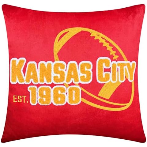 CLORURBANLIVE Kansas City Full Embroidery Pillow Cover Outdoor Sports Decorative Pillow Covers for Home Bedroom Living Room Boys Room Decor Gift Pillowcase Square Cushion Covers - Red 16X16 Cover
