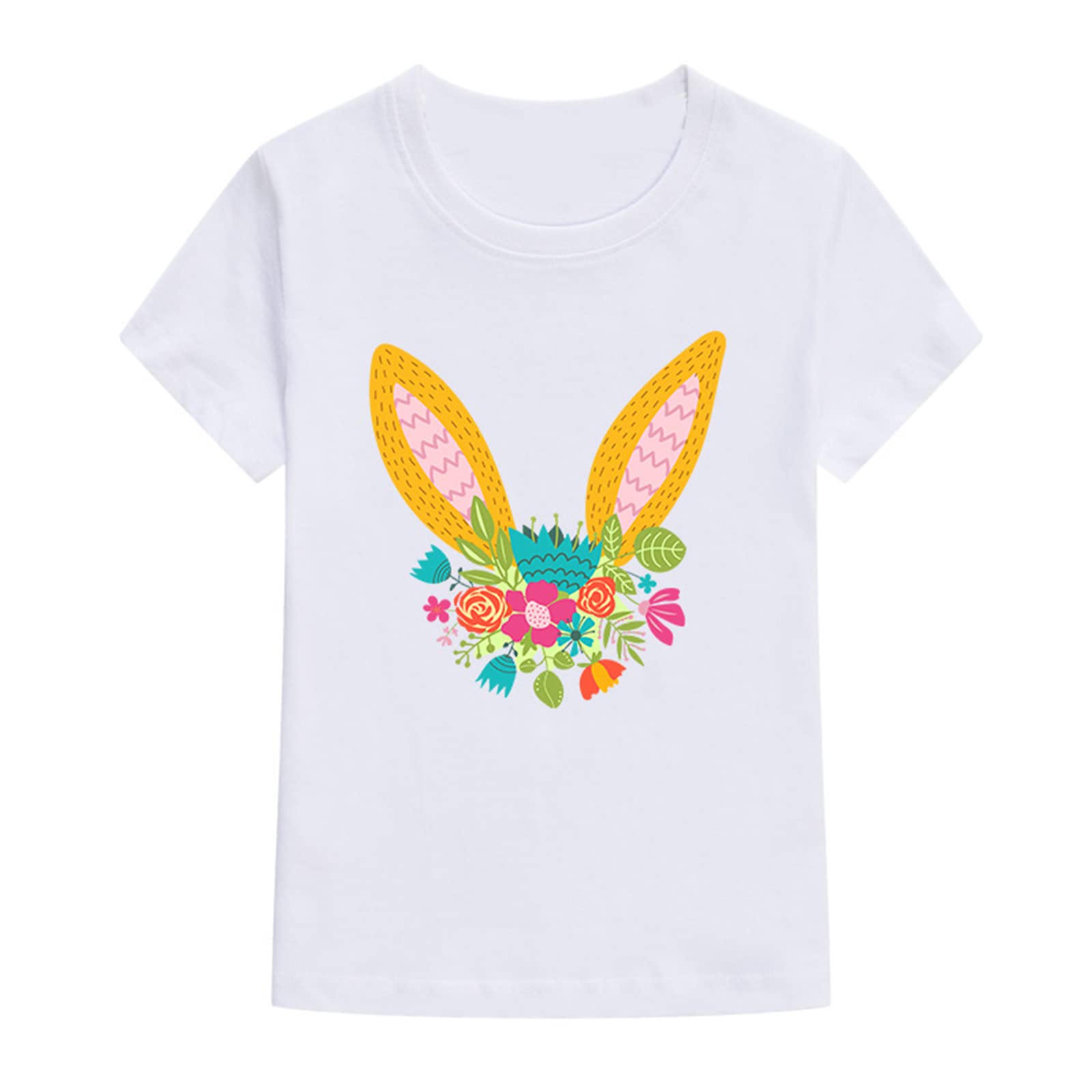 SEDEXEaster Bunny Shirts for Girls Rose White Cute Rabbit Ear Short Sleeves T-shirt Costume Clothes for Kids Women