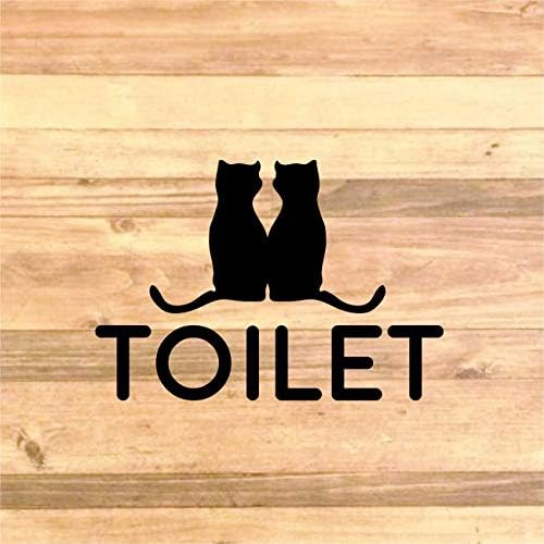 Amazon 貼ってオシャレに 猫のカップルでトイレサインステッカーシール トイレマーク レストルーム 黒 トイレ用品 ホーム キッチン オンライン通販