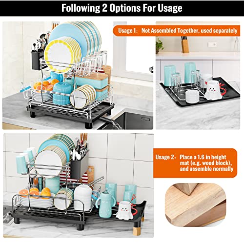 Dish Drying Rack, 2 Tier Drying Rack For Kitchen, Missing Parts, Can Be Used Normally-Separate Use,, Stainless Steel #TOP2