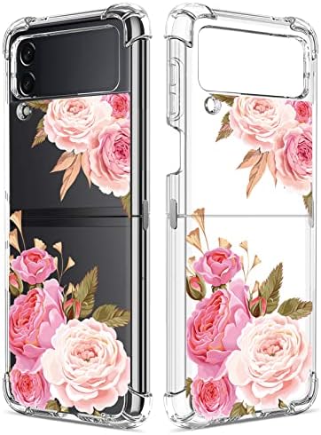 GREATRULY Floral Clear Case for Galaxy Z Flip 4 for Women/Girls,Pretty Phone Cover for Samsung Galaxy Z Flip4 5G,Flower Design Slim Soft Transparent Drop Proof TPU Protective Silicone Shell,FL-K