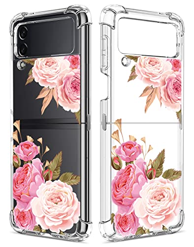 Greatruly Floral Clear Case For Galaxy Z Flip 4 For Women/Girls,Pretty Phone Cover For Samsung Galaxy Z Flip4 5G,Flower Design Slim Soft Transparent Drop Proof Tpu Protective Silicone Shell,Fl-K #TOP1