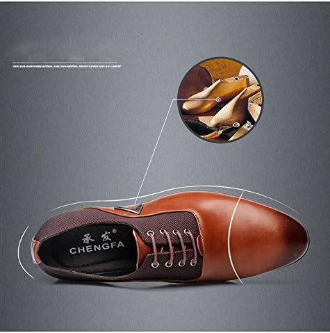 Men Pointed Toe Business Dress Formal Leather Shoes Flat Oxfords Loafers Slip On Brown | Image 3