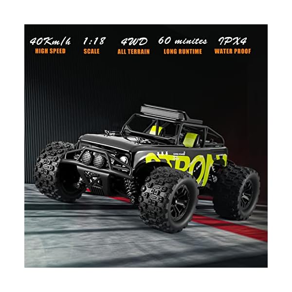 dexinco Ferngesteuertes Auto, 4WD RC Auto, 40 km/h Schnelles RC Truck, 1/18 All Terrains GelÃ¤ndewagen RC Crawler, 2.4GHz RC Fahrzeug, 2 Akku 60 Min, fÃ¼r Kinder ab 8 Jahren/Erwachsene -1813 GrÃ¼n – Bild 3