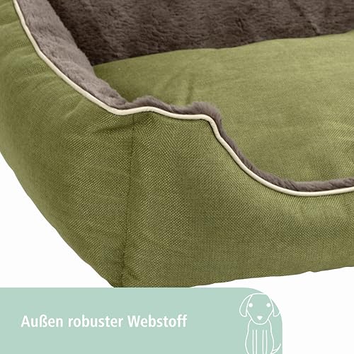Kerbl Pet Kuschelbett Samuel, Hundebett, Katzenbett, grün, dunkelgrau, 50x40x15cm, Polyester, Hunde, herausnehmbares Wendekissen, waschbar bei 30°C