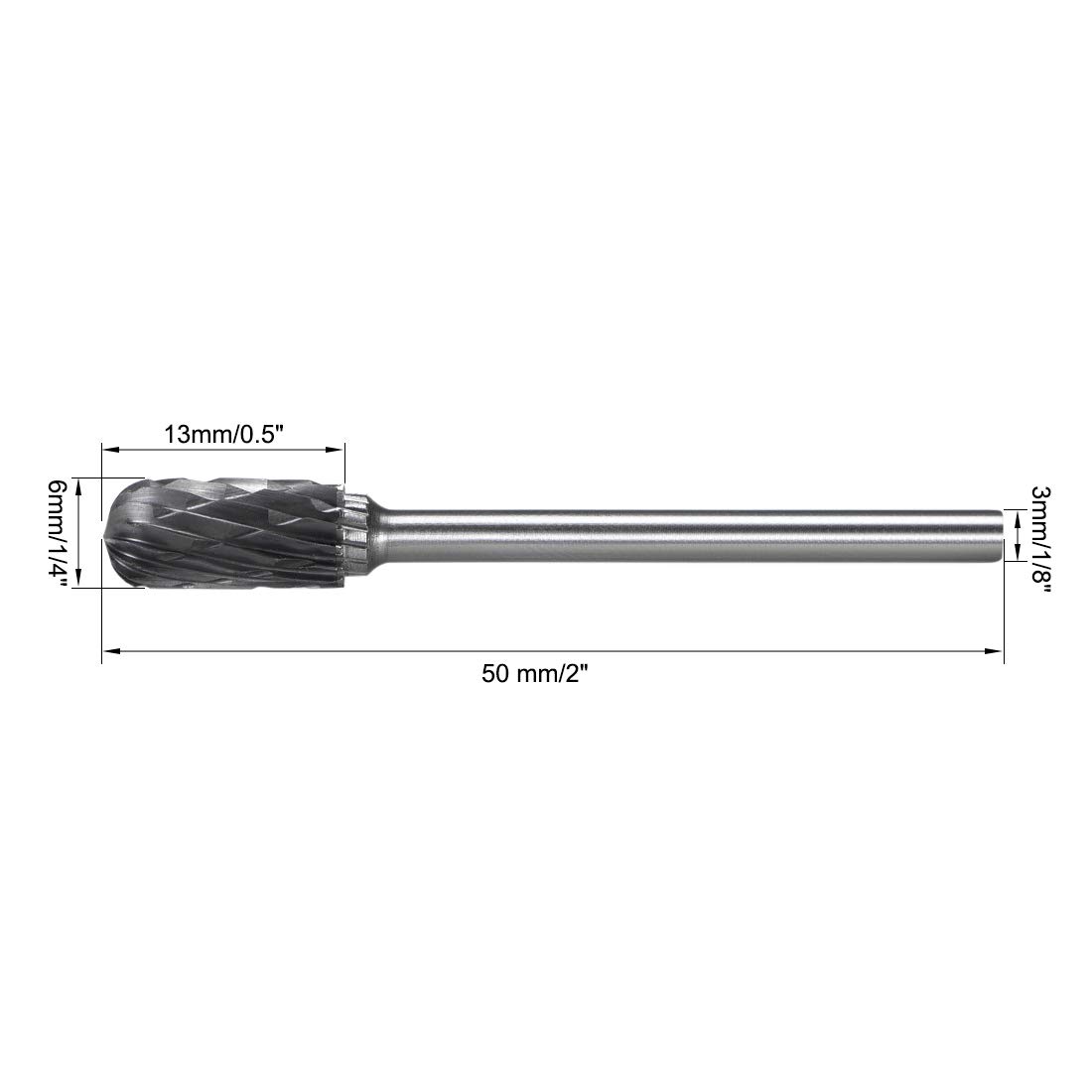 uxcell 3pcs Tungsten Carbide Rotary Files 1/8" Shank, Double Cut, 6mm Dia — Amazon image 2