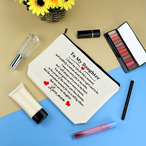 Daughter-Gift-from-Mom-to-My-Daughter-Makeup-Cosmetic-Bag-Christmas-Birthday-Graduation-Gift-for-Daughter-Wedding-Gift-Adult-Daughter-Gift-Travel-Toiletry-Bag-Daughter-Bridal-Shower-Gift-Make-Up-Pouch