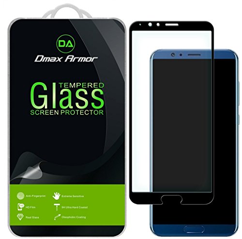 [2-Pack] Dmax Armor for Huawei (Honor View 10) Screen Protector, (Full Screen Coverage) [Tempered Glass] Anti-Scratch, Bubble Free, (Black)