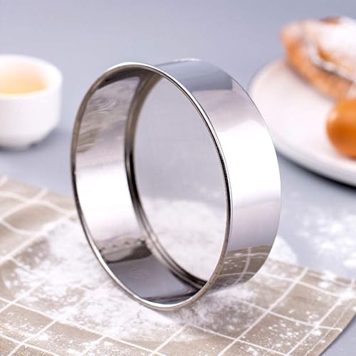 Miniatura 5 de Paquete de 2 tamices de harina, coladores de malla fina de acero inoxidable, tamiz redondo de malla 60 para hornear pan de pastel (6 pulgadas y 8