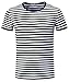 Ezsskj Men's Youth Short Sleeve Crew Neck Striped T Shirt Tee Outfits Tops Medium Black