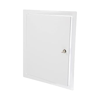 12" x 16" White Metal Lockable Access Panel - Wall Access Panel for Drywall w/Key - Wire Cover for Wall Covering Panels - Plumbing, Electricity, Heating Alarm, Bathroom Wall Hole Cover