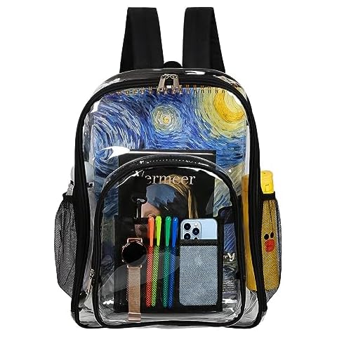 Heavy Duty Clear Bag PVC Waterproof Transparent Backpack See Through Book Bags With Reinforced Strap For Picnic, College, Work, Travel, Concert, Beach, Gym Cover