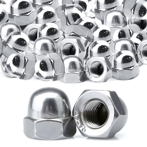 60 Stück Hutmutter M8 Verzinkt, DIN 1587 Sechskant Hutmuttern Hartmetall Stahl Hohe Form Hochwertige A2 V2A Kappenmuttern für Schrauben Gewindestangen & Gewindebolzen