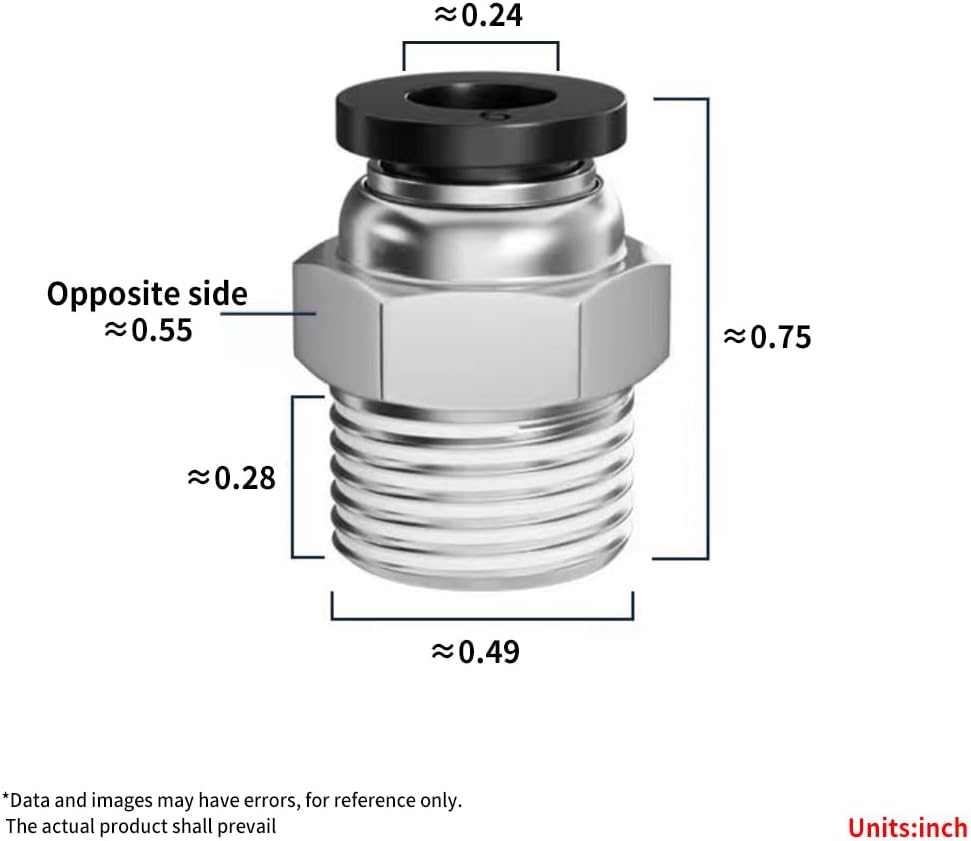 Pneumatic Black Push Connect Fittings 6mmTube OD x 1/4 Inch NPT Air Push Connect Tools Pneumatic Hose Fittings(Pack of 10)