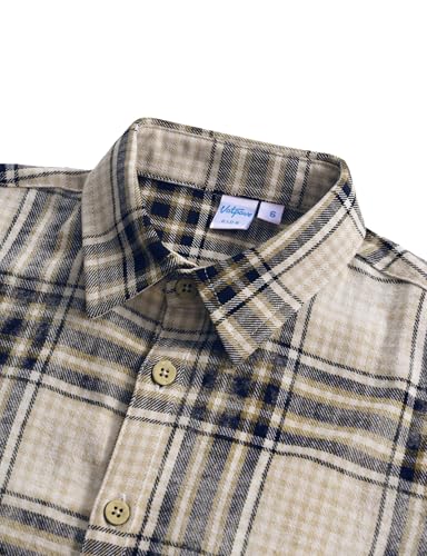 VATPAVE Boys Flannel Button Down Shirt Casual Long Sleeve Plaid Shirts 6-14 Years3