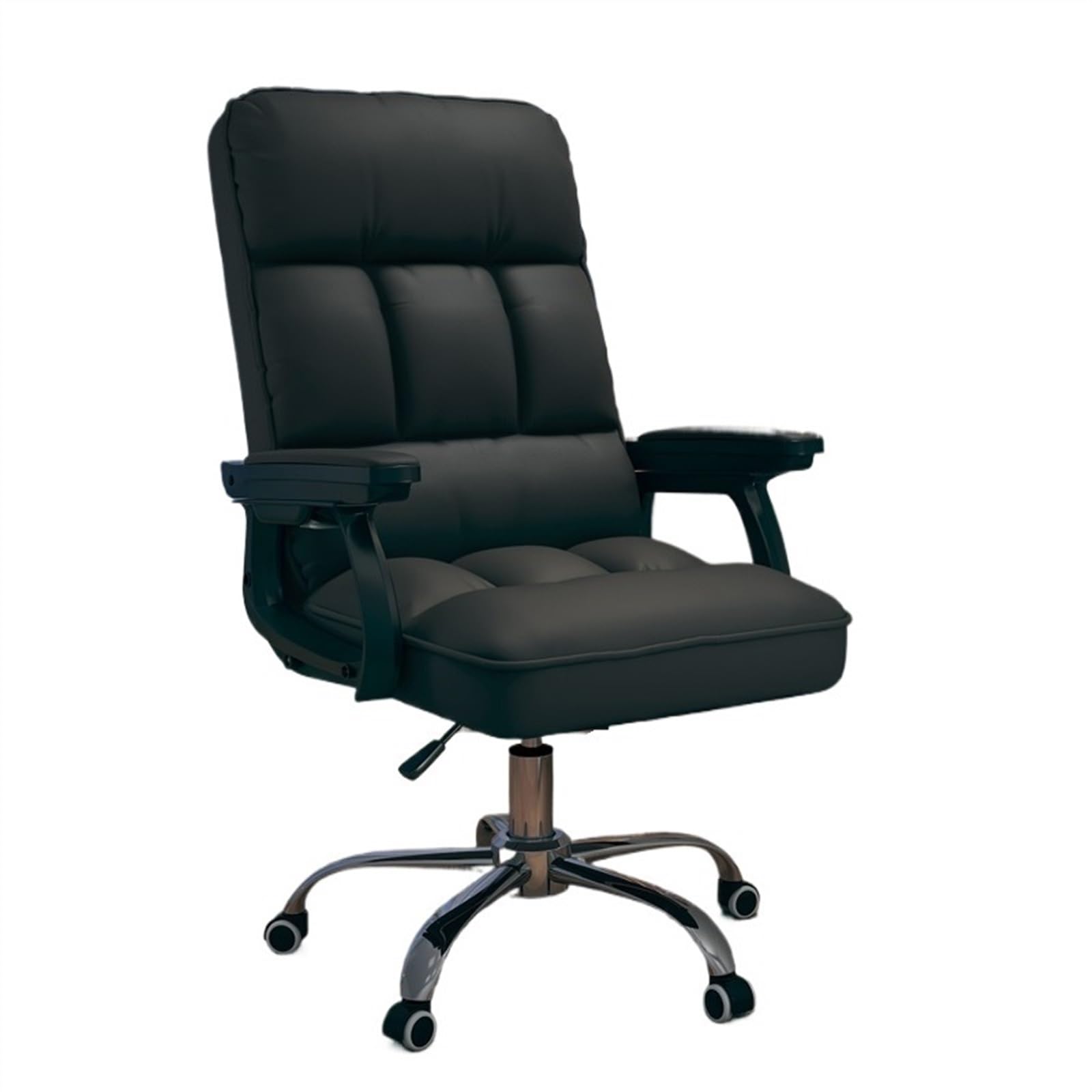 Office Chair Soft PU Leather Desk Chair with Armrests Office Chair Padded Height Adjustable Swivel Cadeira Gaming(Black)