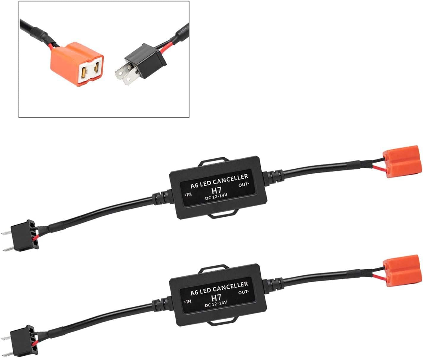 2Pcs H7 Anti Flicker Harness, Led Headlight Bulb Decoder Error Free