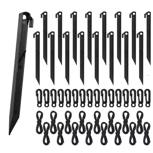 54PCS Tent Stakes for Inflatables: Stakes with Rope and Cord Adjuster Yard Ground Spike Anchor for Halloween Christmas Decor