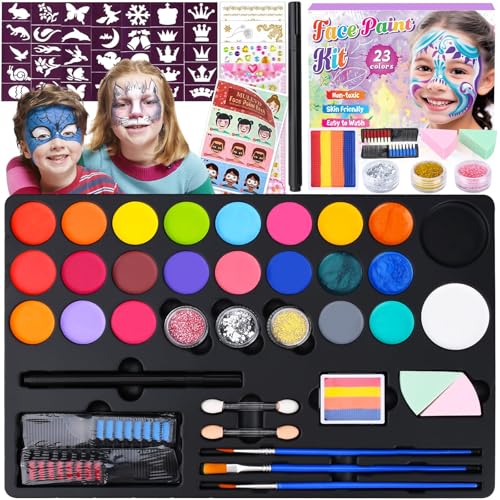 TEGOVE Pintacaras Infantil,23 Colores Pintura de Cara para Niños,Pinturas Cara para Niños Lavable,Pintura Cara Niños Hipoalergenica,Maquillaje Carnaval Halloween Cumpleaños Navidad