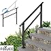 Wrought Iron Handrails for Outdoor Steps - Exterior Hand Rails for Concrete Steps Outside Metal Stair Railing Porch 4 Step