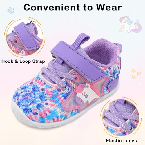 Xihalook Baby Boy Girl Shoes Breathable Walking Shoes Non-Slip Sneakers Infant First Walkers Purple Dye thumb #3