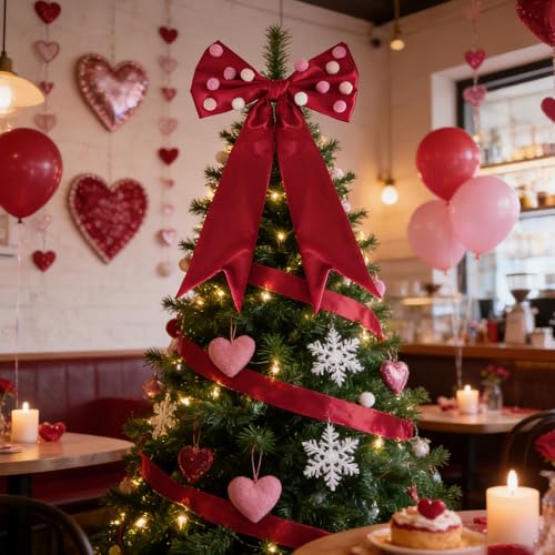 Cinta para decoración de San Valentín con nudos de pompones para muebles 4