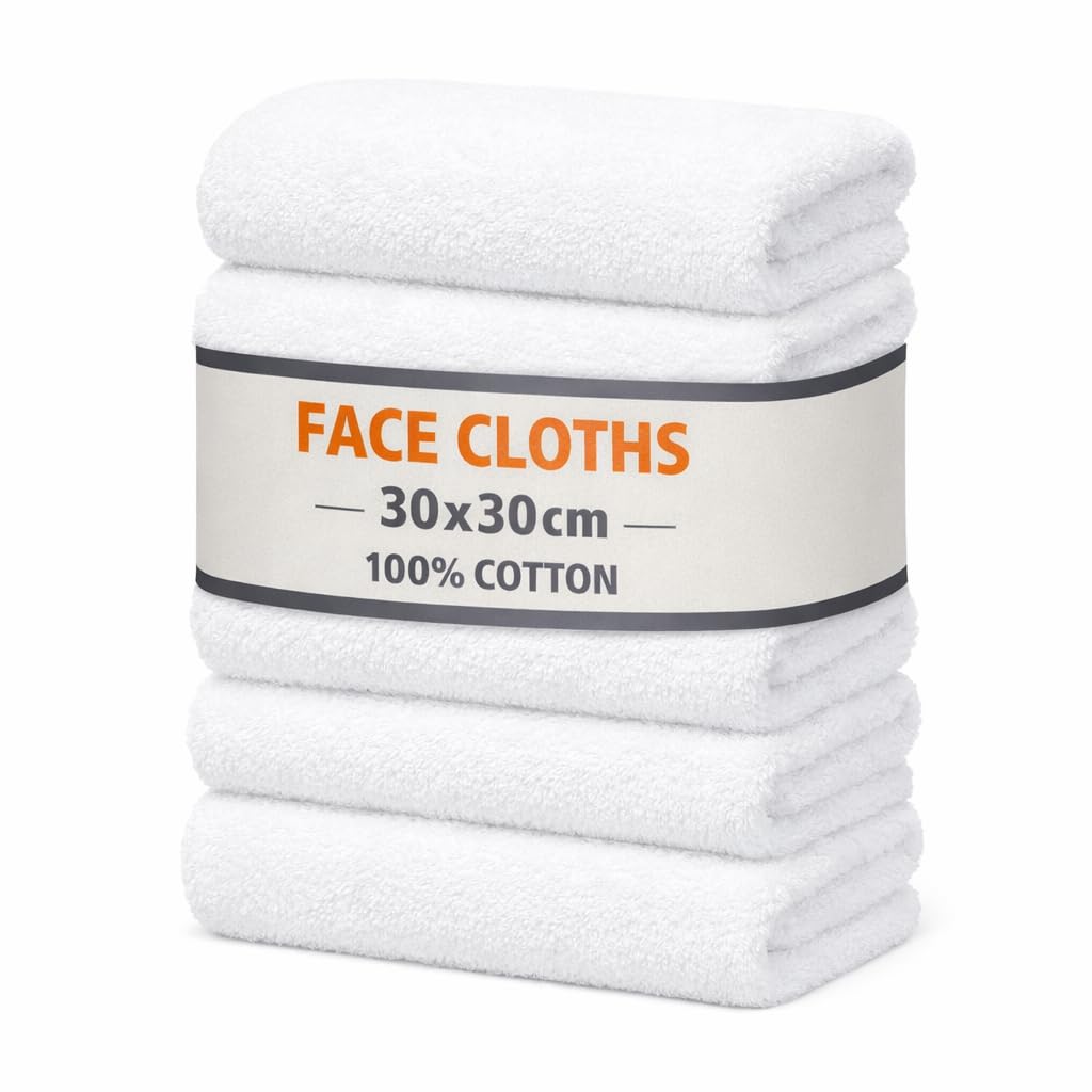 Symphony Flannel Face Cloth Ultra Gentle Face Towels for Sensitive Skin-Reusable Facial Cleansing Washcloths for Unisex Adult Spa Gym Sport Beauty, Premium Quality Cotton (30x30 Cm)