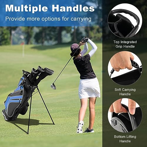 Gymax Golf Stand Bag, 6 Way Divider Golf Club Bag With 8 Pockets, Rain Hood, Umbrella Holder & Glove Sticker thumb #4