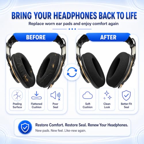 Reemplazo de almohadillas para auriculares AKG K701, K702, Q701, Q702, K601, K612, K712, cojines de espuma viscoelástica con tela de malla suave, 1 par - Negro miniatura 4