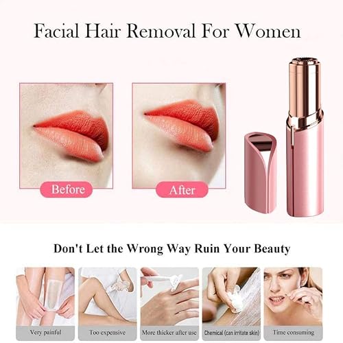 Bikurpia Facial Hair Removal For Women Painless Hair Remover, Waterproof Shaver Razor Hair Remover With Led Light For Face Bikini Peach Fuzz Upper Mustache Lip Chin (Rose Gold) #TOP1