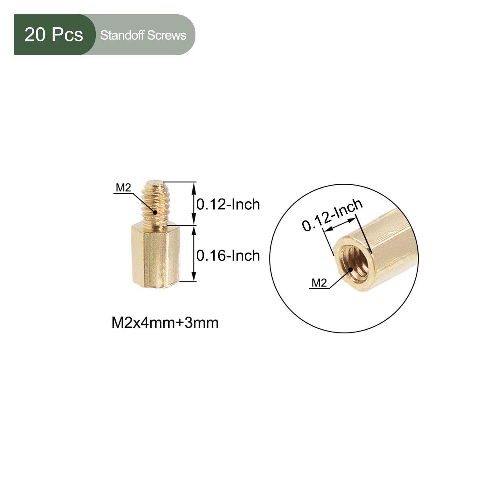 YOKIVE 20 Pcs M2 Standoff Screws, Brass Hex PCB Standoffs, Keep Height Consistent, Great for Motherboard (Gold Tone, 4mm+3mm) - Image 2