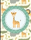 Multipurpose Wide Ruled Paper Notebook - Composition - Journal - Ledger: Animal African Safari Adventures Giraffe Notebook with Lion, Elephant, ... sheets) Wide Ruled Lined Paper. Glossy Cover.