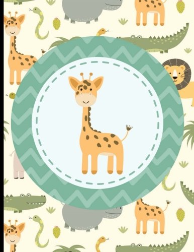 Multipurpose Wide Ruled Paper Notebook - Composition - Journal - Ledger: Animal African Safari Adventures Giraffe Notebook with Lion, Elephant, ... sheets) Wide Ruled Lined Paper. Glossy Cover.