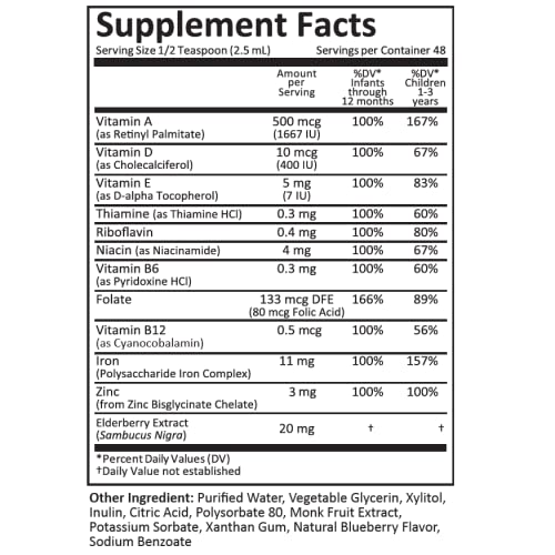 Kiddivit Baby Multivitamin Liquid Drops With Inulin - 48 Daily Servings, 4 Fl Oz (120Ml) - Glass Bottle - Sugar Free, Gluten Free, Vegetarian Friendly #TOP1