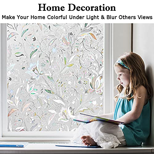 Kromapolis Window Film, Window Privacy Film, Window Vinyl Glass Covering, Stained Glass Decorative Film, Window Film Privacy Frosted, Static Window Clings, Non-Adhesive, No-Glue (17.5 X 78.7 Inch) #TOP4