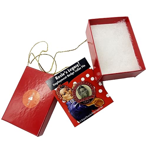 Image of Rosie the Riveter Collar Pin, Authentic Style We Can Do It! Employment Pin, Historically Accurate WW2-Style Enamel Collar Pin, Includes Gift Box