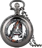 SILOLA MoSchwarz Herren Taschenuhr, Marvel Comics Supermen Muster Taschenuhren Für Geschenke für Männer Frauen Jungen