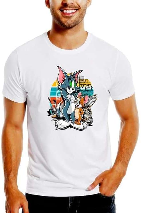 Men's Polyester T-Shirt with Graphic Print, White White_ S S189_TOMM