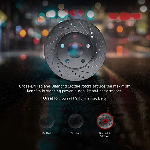 Image of R1 Concepts Front Brake Kit Fits 2017-2020 Hyundai Elantra| Ceramic Brake Pads and Drilled Slotted Brake Rotors| 11.0 inch Front