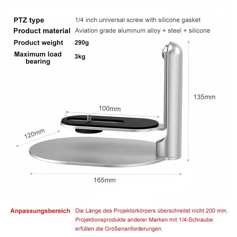 Supporto Proiettore Universale - Girevole E Inclinabile, Con Vite 1/4'' - Foto 4
