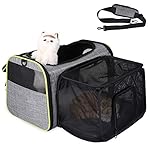 Transportbox Katze Transportbox Hund Faltbare Hundetragetasche, Faltbare Katzentragetasche mit Schultergurt, Transporttasche von Haustiere Hund & Katze im Auto oder in der Flugzeug, Grau
