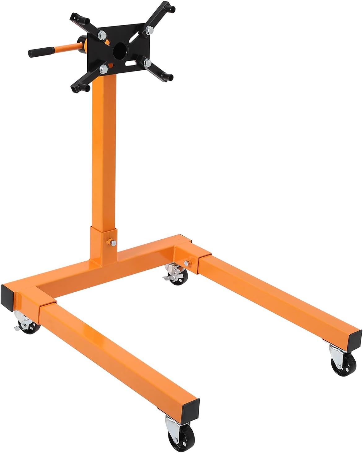 1300lbs capacity engine stand with 360-degree rotating head,4 adjustable arms,4 casters, heavy-duty steel engine lift stand for auto motor repair orange-1300lbs