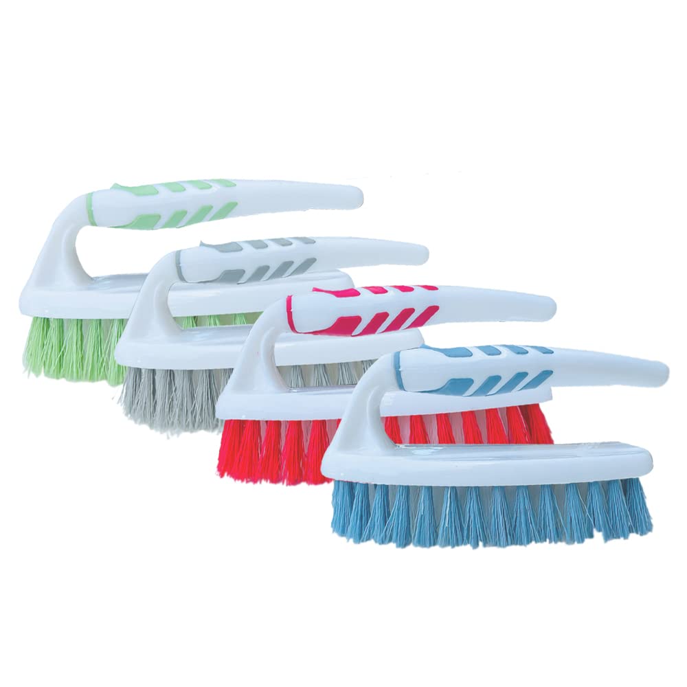 Scrubbing Brush Heavy Duty Hand Scrubber with Stiff Bristles Comfortable Grip Ideal Floor Brush Decking Home Care & Cleaning (1 Pack) Random Color