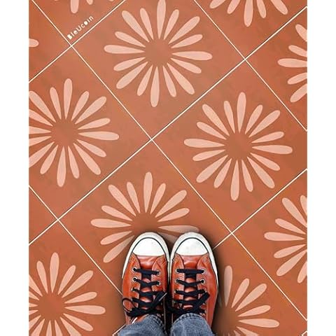 Bleucoin Pithora Rust Anti-Slip Peel and Stick Floor Tile Stickers for Bath, Kitchen, Laundry Floor - Water-Resistant & Removable (13" x 13" (12 pcs)) Cover