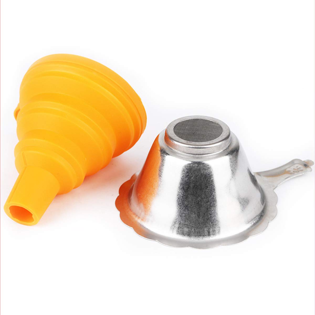 3D Printer Stainless Steel and Silicone Collapsible Funnel, Resin Filter Cup for SLA DLP LCD 3D Printer Formlabs Elego Mars Photon Sparkmaker, Pack of 1 for Each