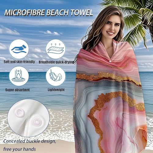 Serviette de plage séchage rapide drap de bain microfibre absorbant et anti-sable rose 2 pack - 3