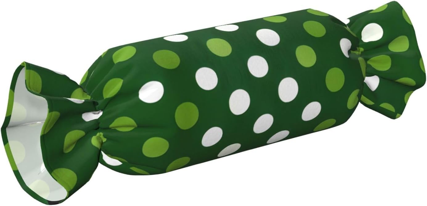 Green Polka Dots Print Candy Cylindrical Comfortable Pillow Throw Pillows Home Decor Easy Maintenance