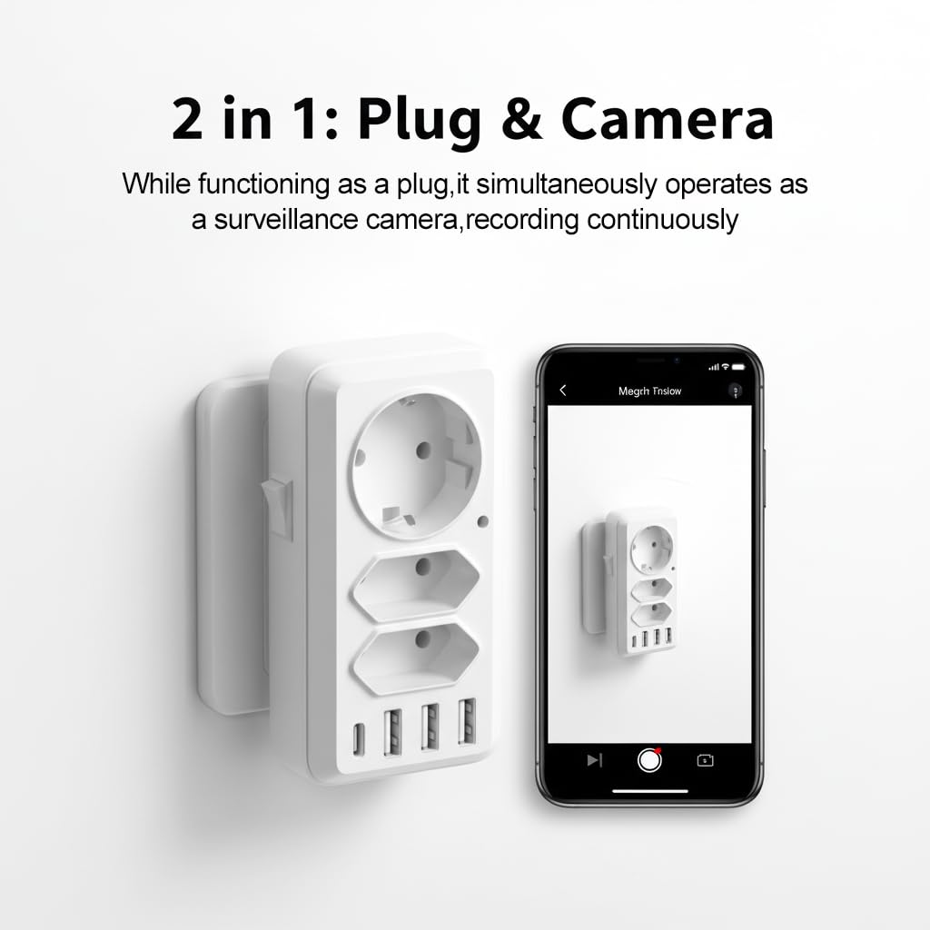 Fotocamera 4K Ultra HD con grandangolo 100°, rilevamento del movimento, connessione WiFi o modalità punto di accesso, archiviazione locale, registrazione in loop, presa europea Plug & Play